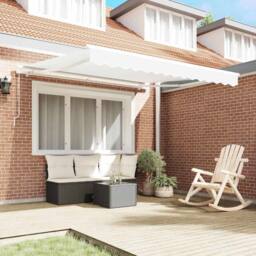 Berkfield Home Manual Retractable Awning White 350x250 cm - thumbnail 3