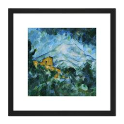 Artery8 Paul Cezanne Mont Sainte Victoire & Chateau Noir 8X8 Inch Square Wooden Framed Wall Art Print Picture with Mount in Black - thumbnail 1