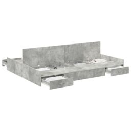 Berkfield Home Storage Bed Frame with Drawer with Headboard with Storage Concrete grey 160 x 200 cm - thumbnail 3