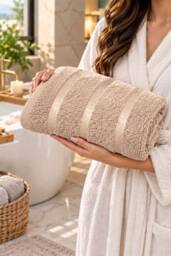 Dyzi 8 Piece Soft Towel Bale Set - Bathroom Towels in Assorted Sizes in Natural - thumbnail 3