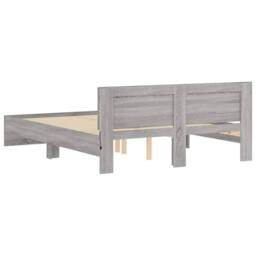 Berkfield Home Durable Bed Frame with Headboard & LED Grey Sonoma 150x200 cm K - Size: King - thumbnail 9