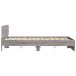 Berkfield Home Durable Bed Frame with Headboard & LED Grey Sonoma 150x200 cm K - Size: King - thumbnail 8