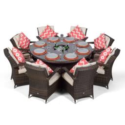 Thats Furniture Arizona Round 8 Seater Rattan Dining Set with Ice Bucket Drinks Cooler in Brown - thumbnail 3