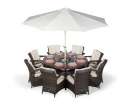 Thats Furniture Arizona Round 8 Seater Rattan Dining Set with Ice Bucket Drinks Cooler in Brown - thumbnail 5