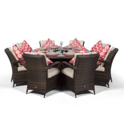 Thats Furniture Arizona Round 8 Seater Rattan Dining Set with Ice Bucket Drinks Cooler in Brown - thumbnail 4