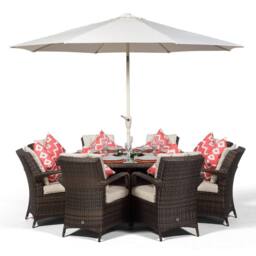 Thats Furniture Arizona Round 8 Seater Rattan Dining Set with Ice Bucket Drinks Cooler in Brown - thumbnail 2