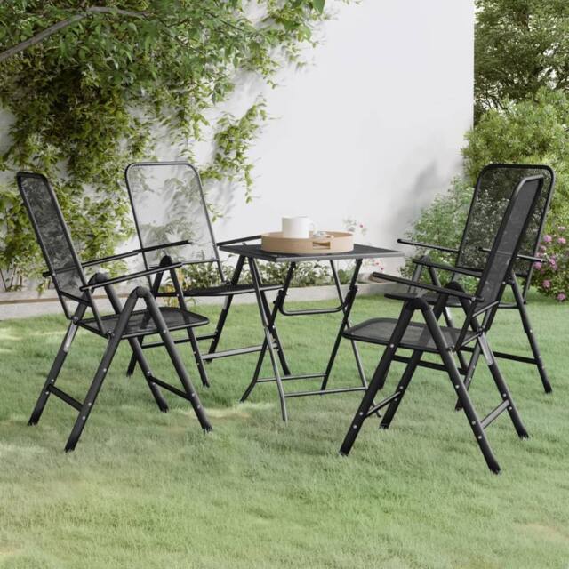 Berkfield Home 5 Piece Garden Dining Set Expanded Metal Mesh Anthracite in Black - image 1