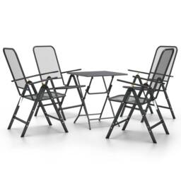 Berkfield Home 5 Piece Garden Dining Set Expanded Metal Mesh Anthracite in Black - thumbnail 2