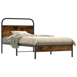 Berkfield Home Bed Frame Without Mattress 100x190 cm Smoked Oak Engineered Wood in Brown - thumbnail 1