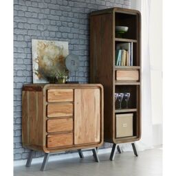 Indian Hub Aspen Medium Sideboard - Metal/Wood - L40 x W85 x H90 cm in Brown - thumbnail 3