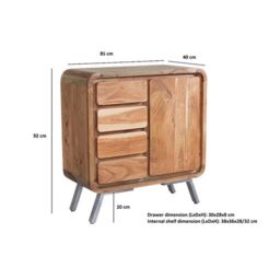 Indian Hub Aspen Medium Sideboard - Metal/Wood - L40 x W85 x H90 cm in Brown - thumbnail 5