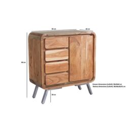 Indian Hub Aspen Medium Sideboard - Metal/Wood - L40 x W85 x H90 cm in Brown - thumbnail 4