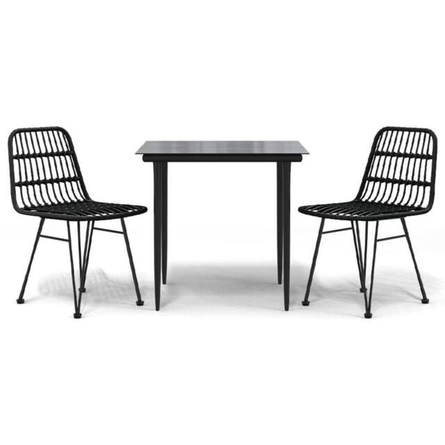 Berkfield Home 3 Piece Garden Dining Set Black Poly Rattan - image 1