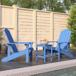 Berkfield Home Garden Adirondack Chairs with Table HDPE Aqua Blue - thumbnail 1
