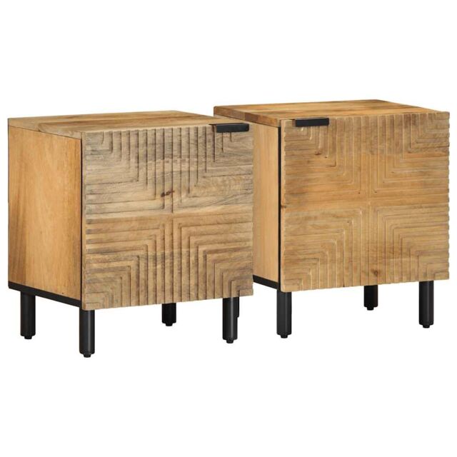 Berkfield Home Bedside Cabinets 2 pcs Brown 40x33x46 cm Solid Wood Mango - Size: 40 x 33 x 46 cm - image 1