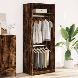 Berkfield Home Wardrobe Smoked Oak 80x50x200 cm Engineered Wood in Brown - Size: 80 x 50 x 200 cm - thumbnail 1