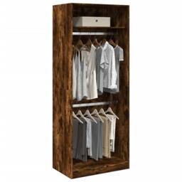 Berkfield Home Wardrobe Smoked Oak 80x50x200 cm Engineered Wood in Brown - Size: 80 x 50 x 200 cm - thumbnail 2