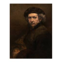 Artery8 Rembrandt van Rijn Self Portrait Oil Painting Framed Art Picture Print in Brown - Size: A3 - thumbnail 3