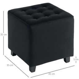 HOMCOM Square Footstool Small Ottoman with Wood Legs for Bedroom in Dark Grey - thumbnail 3
