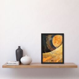 "Artery8 Abstract Sunrise Orange on Black Oil Painting Framed Art Print in Yellow - Size: W12"" x H16""" - thumbnail 4