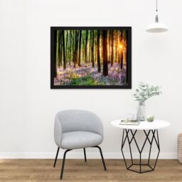 "Artery8 Wall Art Print Bluebell Wood Sunrise Trees Photo Art Large Framed Wall Décor Art in White - Size: W18"" x H24""" - thumbnail 2