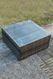 Fimous Dark mixed Grey Outdoor Rattan Garden Furniture Set Corner Sofa 2 Tables in Dark Grey - thumbnail 3
