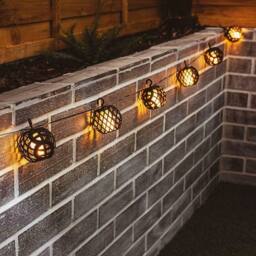 KORVIXA 8pc Solar Rattan Ball Flame Effect LED Hanging Garden Light in Black - thumbnail 5