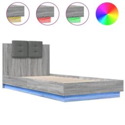 Berkfield Home Bed Frame with LED without Mattress Grey Sonoma 100x200 cm - thumbnail 1