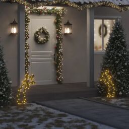 Berkfield Home Christmas Light Decoration with Spikes Meteor 80 LEDs 62 cm in Green - thumbnail 1