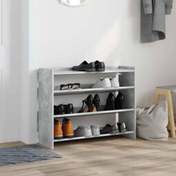 Berkfield Home Shoe Rack Concrete Oak 80x25x62 cm Engineered Wood in Grey - Size: 80 x 25 x 62 cm - thumbnail 1