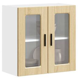Berkfield Home Kitchen Wall Cabinet with Glass Door Porto Sonoma Oak in Brown