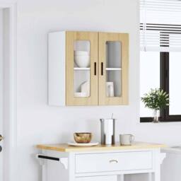 Berkfield Home Kitchen Wall Cabinet with Glass Door Porto Sonoma Oak in Brown - thumbnail 4
