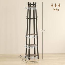 Wyld Haus Savapa 4 Tier Industrial Coat Stand Grey & Black Shelves & Hooks - thumbnail 4