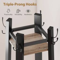 Wyld Haus Savapa 4 Tier Industrial Coat Stand Grey & Black Shelves & Hooks - thumbnail 6