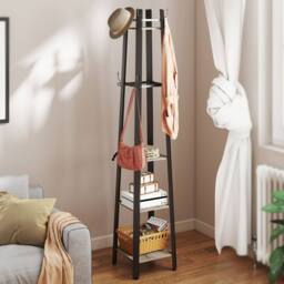 Wyld Haus Savapa 4 Tier Industrial Coat Stand Grey & Black Shelves & Hooks - thumbnail 8