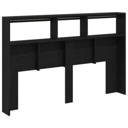 Berkfield Home Headboard Cabinet with LED Black Oak 160x17x102 cm - Size: 160 x 17 x 102 cm - thumbnail 9