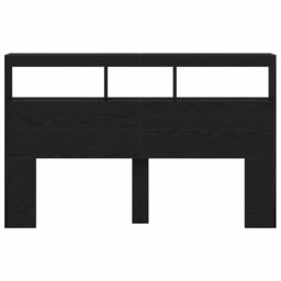Berkfield Home Headboard Cabinet with LED Black Oak 160x17x102 cm - Size: 160 x 17 x 102 cm - thumbnail 7