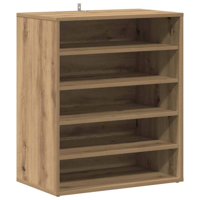 Berkfield Home Shoe Cabinet Artisan Oak 60x35x70 cm Engineered Wood in Brown - Size: 60 x 35 x 70 cm - image 1