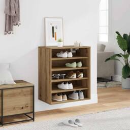 Berkfield Home Shoe Cabinet Artisan Oak 60x35x70 cm Engineered Wood in Brown - Size: 60 x 35 x 70 cm - thumbnail 3
