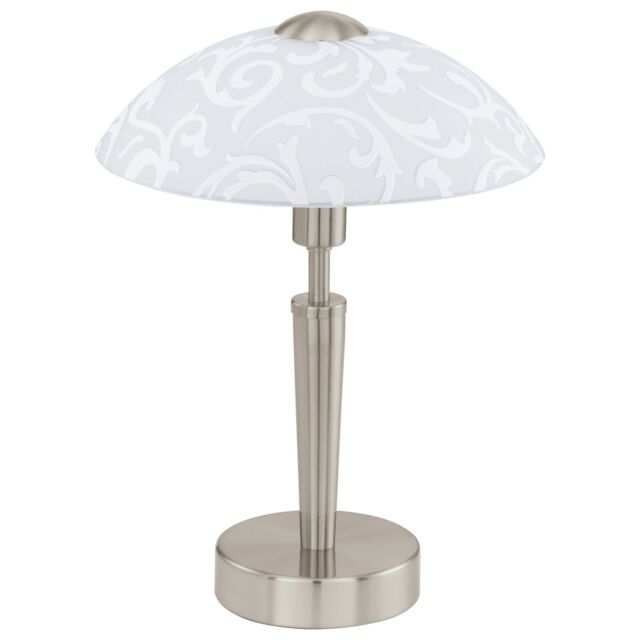 Loops Table Lamp Colour Satin Nickel Shade White With Decor Satin Glass Bulb E14 1x60W in Metallics - image 1