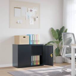 Berkfield Home Durable File Cabinet Anthracite 90x40x70 cm Steel in Dark Grey - Size: 90 x 40 x 70 cm - thumbnail 2