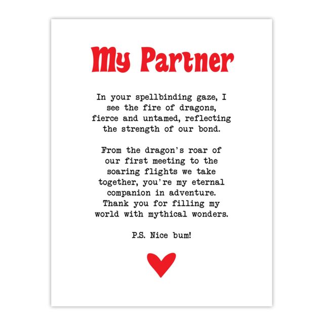 "Artery8 Love Poem Role Play Game Nerd Partner Romantic Wall Art Print in White - Size: W24"" x H32""" - image 1