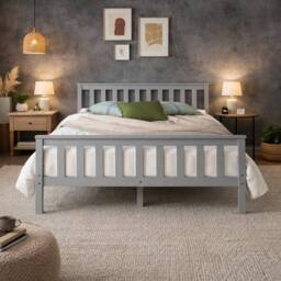 Aspire Langley Wooden Slatted Bed Frame Grey or Natural - Size: Small Double - thumbnail 2