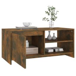 Berkfield Home Modern Coffee Table Smoked Oak 102x50x45 cm Engineered Wood in Brown - Size: 102 x 50 x 45 cm - thumbnail 4