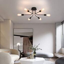 Garwarm 6 Lights Black Metal Sputnik Ceiling Light Semi Flush Mount - thumbnail 2