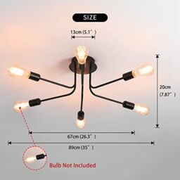 Garwarm 6 Lights Black Metal Sputnik Ceiling Light Semi Flush Mount - thumbnail 6