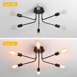 Garwarm 6 Lights Black Metal Sputnik Ceiling Light Semi Flush Mount - thumbnail 3