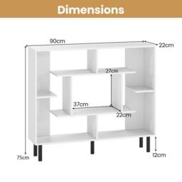 Costway Modern Geometric Bookcase Wooden Open Bookshelf Display Shelves in White - thumbnail 2