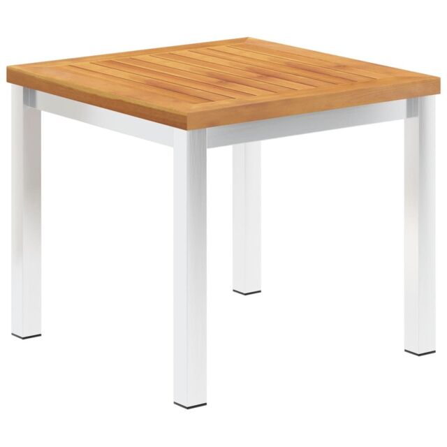 Berkfield Home Garden Side Table 45x45x38 cm Solid Acacia Wood & Stainless Steel in Brown - Size: 45 x 45 x 38 cm - image 1