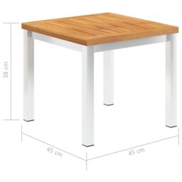 Berkfield Home Garden Side Table 45x45x38 cm Solid Acacia Wood & Stainless Steel in Brown - Size: 45 x 45 x 38 cm - thumbnail 5